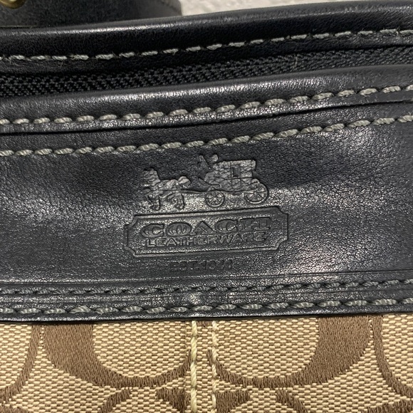 Coach Tan and Black Signature Shoulder Bag - Picture 2 of 14
